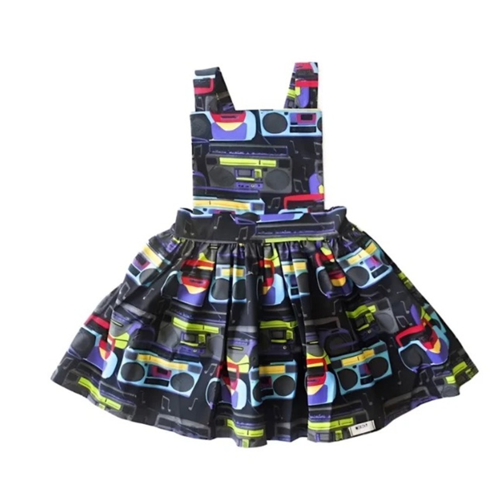 Pinafore Dress, Boomboxes | Colorful Kids Dress
